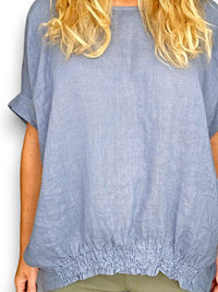 HELGA MAY_RIVER TEE LINEN PETROL _ RIVER TEE LINEN PETROL _ Ebony Boutique NZ