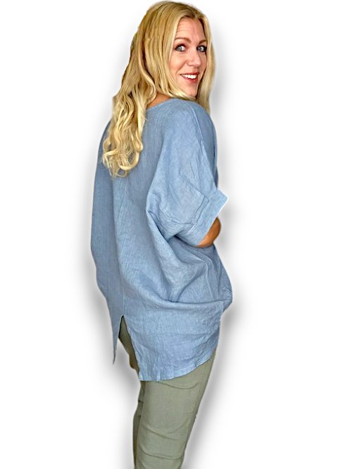 HELGA MAY_RIVER TEE LINEN PETROL _ RIVER TEE LINEN PETROL _ Ebony Boutique NZ