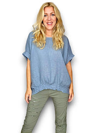 HELGA MAY_RIVER TEE LINEN PETROL _ RIVER TEE LINEN PETROL _ Ebony Boutique NZ