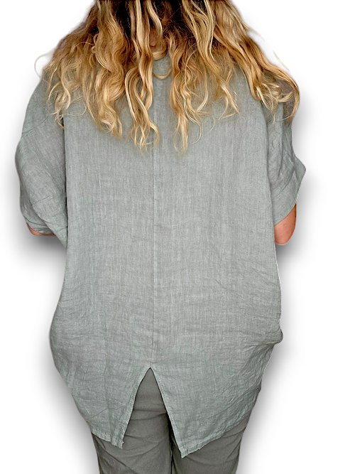 HELGA MAY_RIVER TEE LINEN SAGE GREEN _ RIVER TEE LINEN SAGE GREEN _ Ebony Boutique NZ