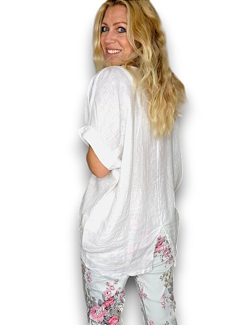 HELGA MAY_RIVER TEE LINEN WHITE _ RIVER TEE LINEN WHITE _ Ebony Boutique NZ