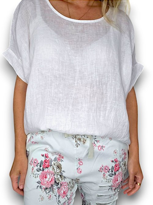 HELGA MAY_RIVER TEE LINEN WHITE _ RIVER TEE LINEN WHITE _ Ebony Boutique NZ