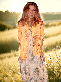 HELGA MAY_SEQUIN PKT LINEN JACKET SCARLETT ROSE NEON ORANGE _ SEQUIN PKT LINEN JACKET SCARLETT ROSE NEON ORANGE _ Ebony Boutique NZ