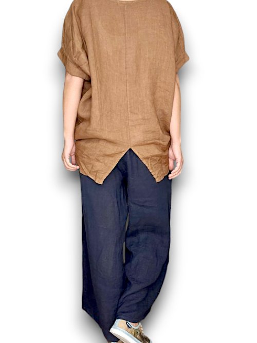 HELGA MAY_SIDE BUTTON SAILOR LINEN PANT NAVY _ SIDE BUTTON SAILOR LINEN PANT NAVY _ Ebony Boutique NZ