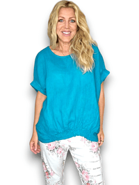 RIVER TEE LINEN TURQUOISE