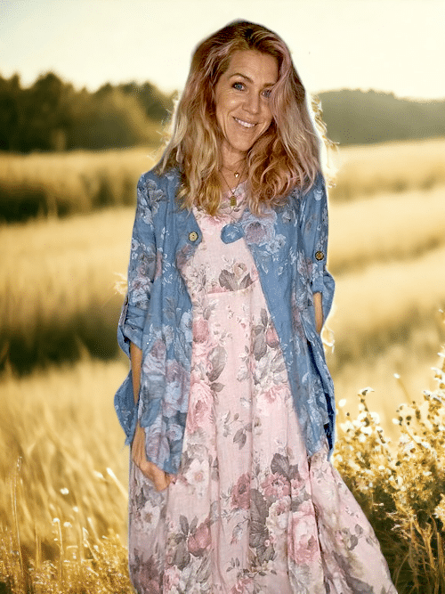 SEQUIN PKT LINEN JACKET SCARLETT ROSE PETROL