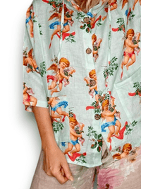 WOOD BUTTON LINEN HOODIE ANGELS MINT