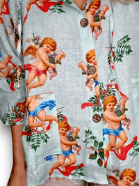 WOOD BUTTON LINEN HOODIE ANGELS MINT