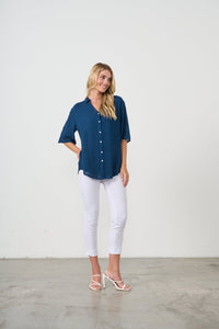 HOLMES AND FALLON_SEERSUCKER SHIRT SIDE POCKETS OXFORD BLUE _ SEERSUCKER SHIRT SIDE POCKETS OXFORD BLUE _ Ebony Boutique NZ