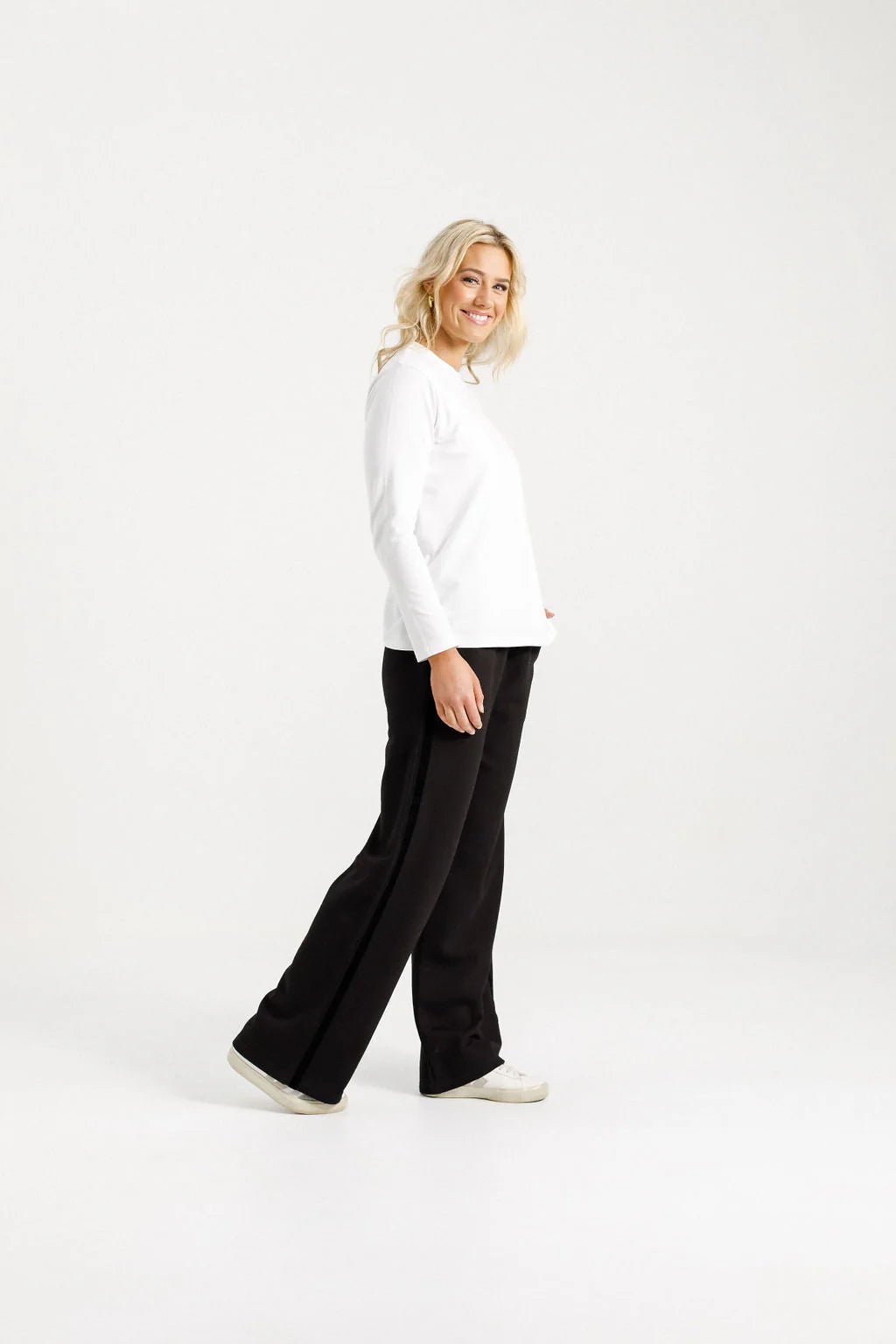 HOME - LEE_ALPINE PALAZZO PANTS BLACK WITH VELVET RIBBON _ ALPINE PALAZZO PANTS BLACK WITH VELVET RIBBON _ Ebony Boutique NZ