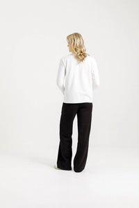 HOME - LEE_ALPINE PALAZZO PANTS BLACK WITH VELVET RIBBON _ ALPINE PALAZZO PANTS BLACK WITH VELVET RIBBON _ Ebony Boutique NZ