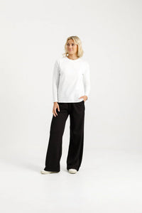 HOME - LEE_ALPINE PALAZZO PANTS BLACK WITH VELVET RIBBON _ ALPINE PALAZZO PANTS BLACK WITH VELVET RIBBON _ Ebony Boutique NZ