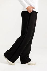 HOME - LEE_ALPINE PALAZZO PANTS BLACK WITH VELVET RIBBON _ ALPINE PALAZZO PANTS BLACK WITH VELVET RIBBON _ Ebony Boutique NZ