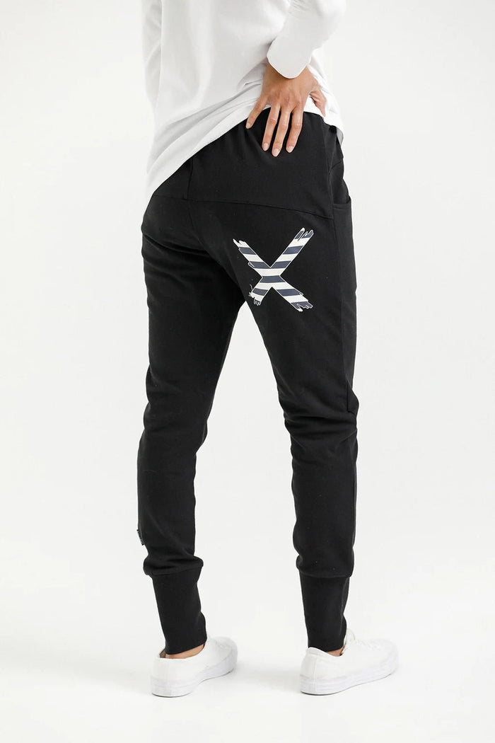 HOME-LEE_APARTMENT PANTS BLACK WITH INDIGO BLUE STRIPE _ APARTMENT PANTS BLACK WITH INDIGO BLUE STRIPE _ Ebony Boutique NZ
