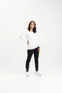 HOME-LEE_APARTMENT PANTS BLACK WITH INDIGO BLUE STRIPE _ APARTMENT PANTS BLACK WITH INDIGO BLUE STRIPE _ Ebony Boutique NZ