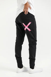 HOME LEE_APARTMENT PANTS BLACK WITH IRREGULAR PINK STRIPE _ APARTMENT PANTS BLACK WITH IRREGULAR PINK STRIPE _ Ebony Boutique NZ