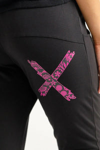 HOME - LEE_APARTMENT PANTS WINTER WEIGHT BLACK WITH ORCHID DAMASK X _ APARTMENT PANTS WINTER WEIGHT BLACK WITH ORCHID DAMASK X _ Ebony Boutique NZ