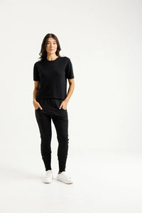 HOME - LEE_APARTMENT PANTS WINTER WEIGHT BLACK WITH ORCHID X _ APARTMENT PANTS WINTER WEIGHT BLACK WITH ORCHID X _ Ebony Boutique NZ