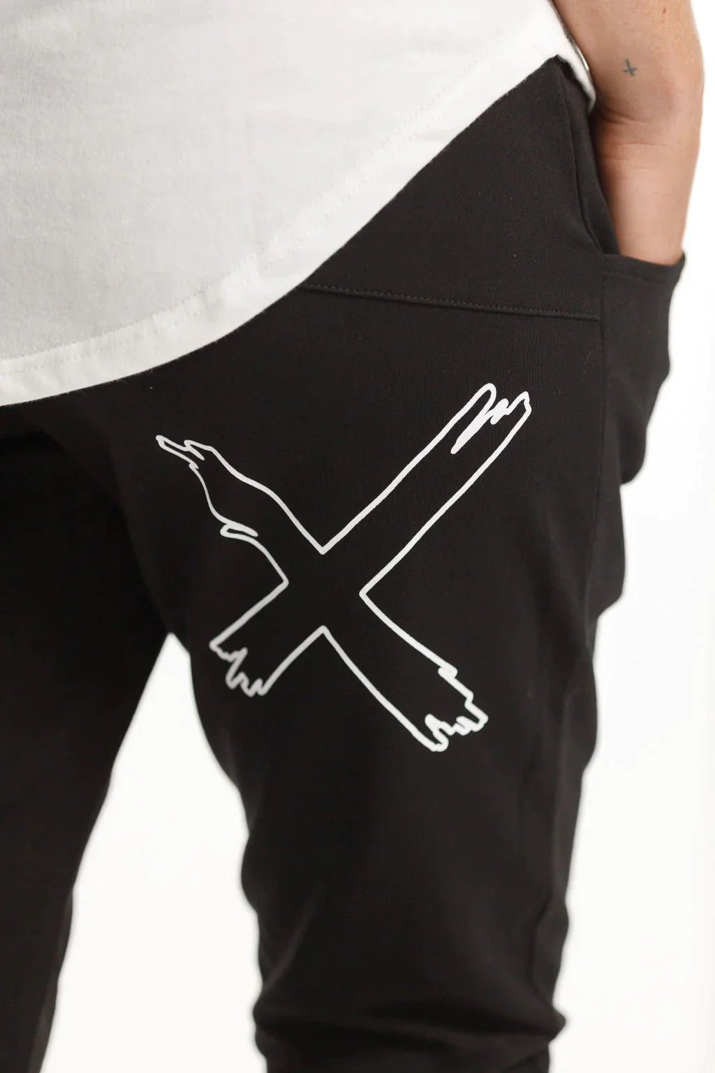 HOME-LEE_APARTMENT PANTS WINTER WEIGHT BLACK WITH WHITE OUTLINE X _ APARTMENT PANTS WINTER WEIGHT BLACK WITH WHITE OUTLINE X _ Ebony Boutique NZ