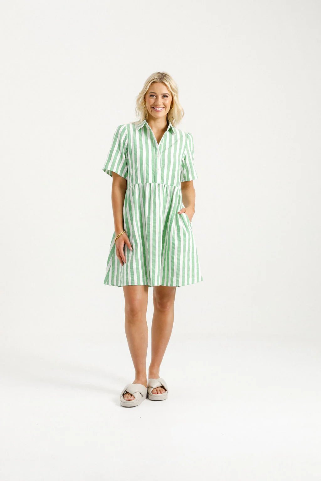 HOME - LEE_CLEO MINI DRESS APPLE STRIPE _ CLEO MINI DRESS APPLE STRIPE _ Ebony Boutique NZ