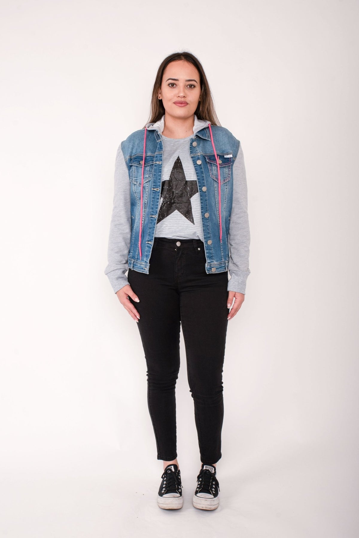HOME - LEE_HOODED DENIM JACKET DENIM _ HOODED DENIM JACKET DENIM _ Ebony Boutique NZ