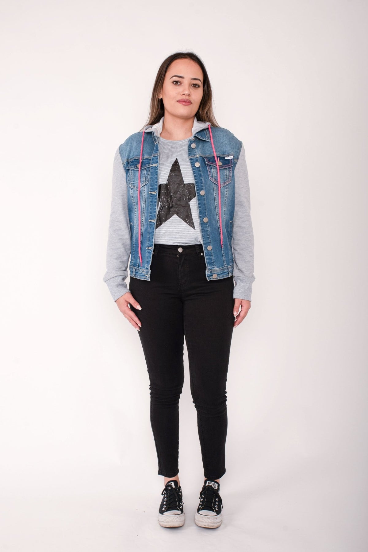 HOME - LEE_HOODED DENIM JACKET DENIM _ HOODED DENIM JACKET DENIM _ Ebony Boutique NZ