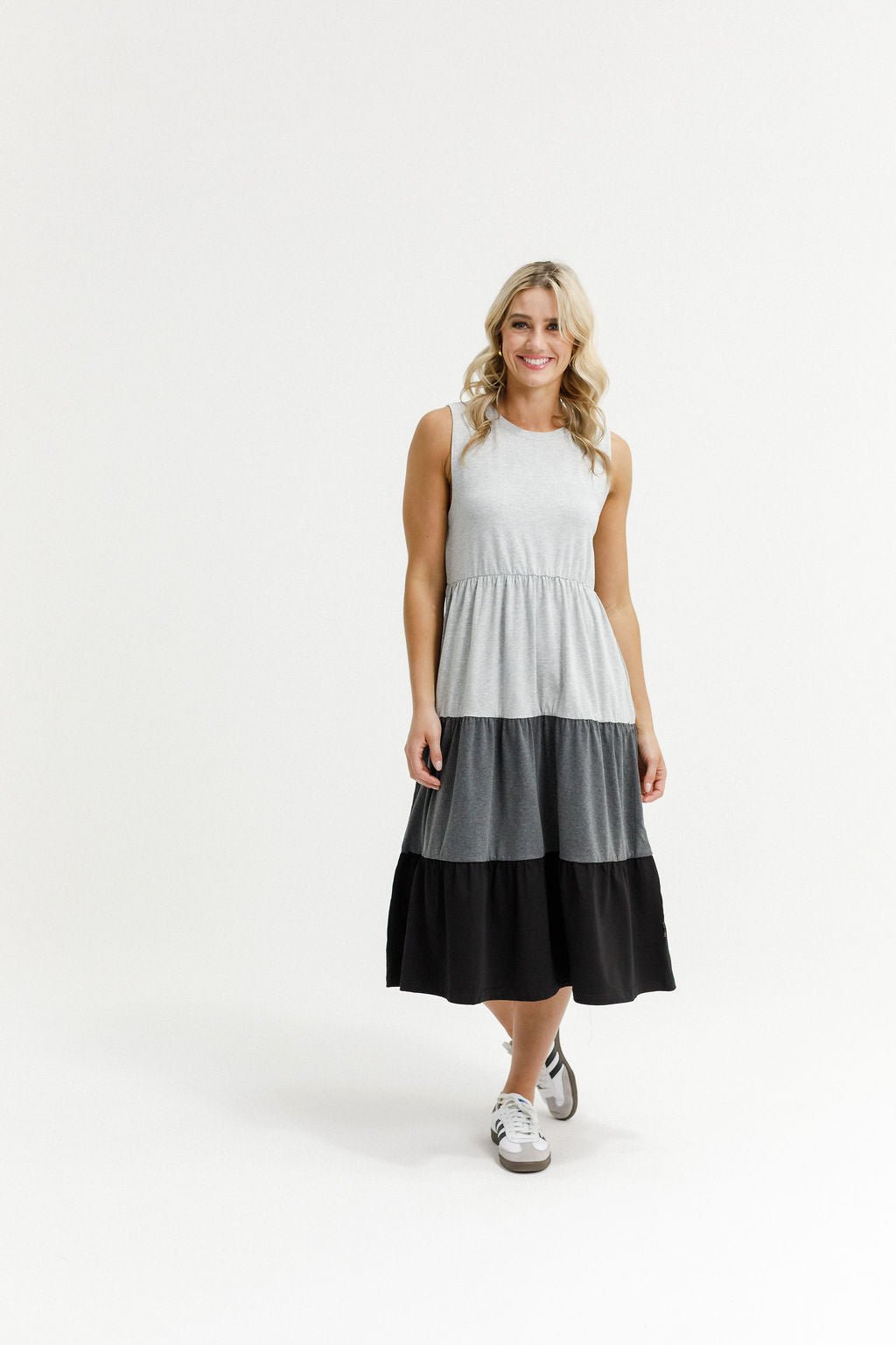 HOME - LEE_KENDALL SINGLET DRESS GREY/CHARCOAL/BLACK _ KENDALL SINGLET DRESS GREY/CHARCOAL/BLACK _ Ebony Boutique NZ