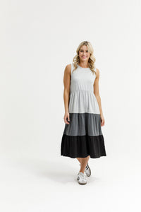 HOME - LEE_KENDALL SINGLET DRESS GREY/CHARCOAL/BLACK _ KENDALL SINGLET DRESS GREY/CHARCOAL/BLACK _ Ebony Boutique NZ