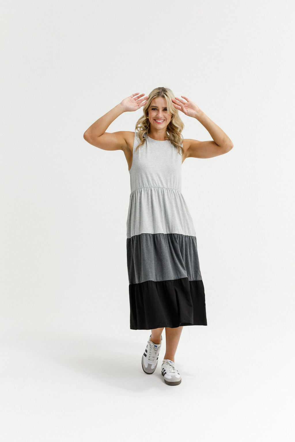HOME - LEE_KENDALL SINGLET DRESS GREY/CHARCOAL/BLACK _ KENDALL SINGLET DRESS GREY/CHARCOAL/BLACK _ Ebony Boutique NZ