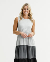 HOME - LEE_KENDALL SINGLET DRESS GREY/CHARCOAL/BLACK _ KENDALL SINGLET DRESS GREY/CHARCOAL/BLACK _ Ebony Boutique NZ