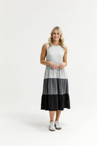 HOME - LEE_KENDALL SINGLET DRESS GREY/CHARCOAL/BLACK _ KENDALL SINGLET DRESS GREY/CHARCOAL/BLACK _ Ebony Boutique NZ