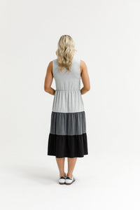 HOME - LEE_KENDALL SINGLET DRESS GREY/CHARCOAL/BLACK _ KENDALL SINGLET DRESS GREY/CHARCOAL/BLACK _ Ebony Boutique NZ