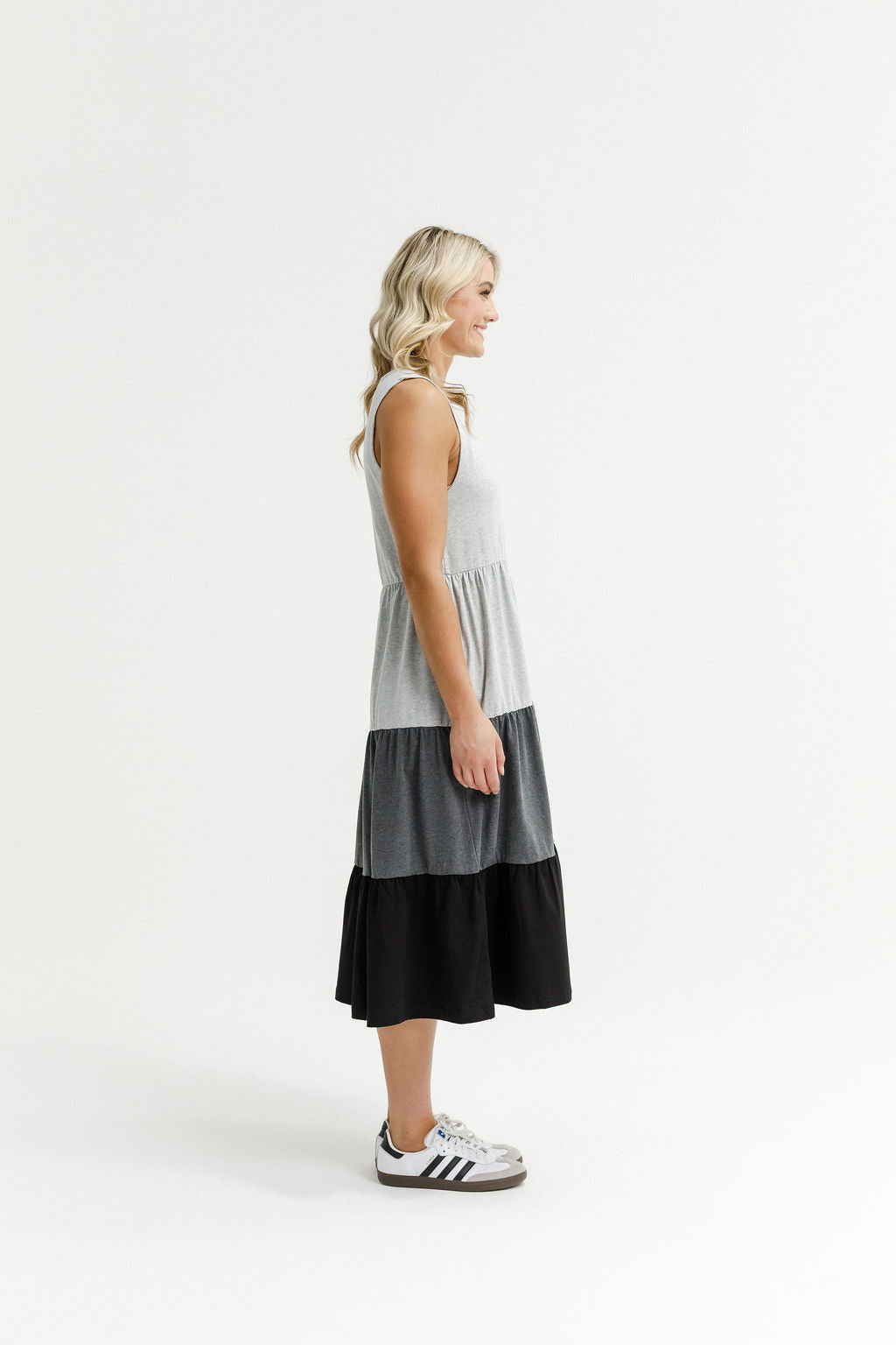 HOME - LEE_KENDALL SINGLET DRESS GREY/CHARCOAL/BLACK _ KENDALL SINGLET DRESS GREY/CHARCOAL/BLACK _ Ebony Boutique NZ