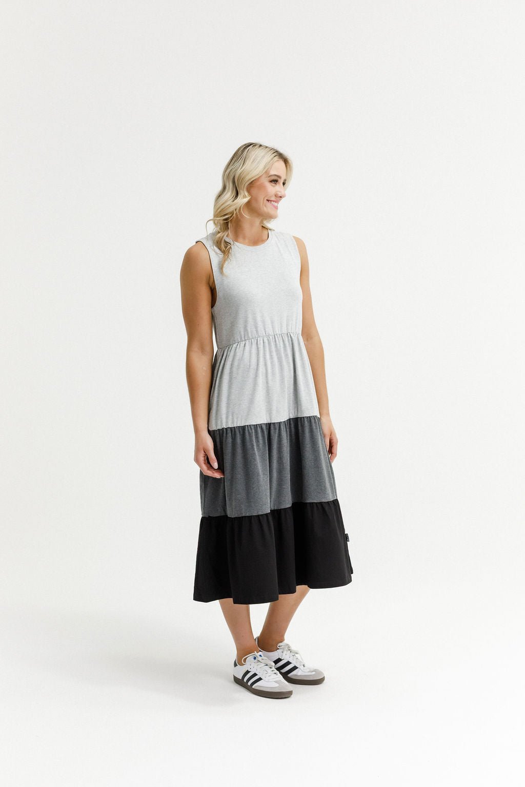 HOME - LEE_KENDALL SINGLET DRESS GREY/CHARCOAL/BLACK _ KENDALL SINGLET DRESS GREY/CHARCOAL/BLACK _ Ebony Boutique NZ