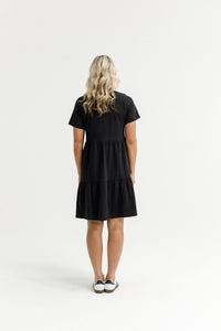 HOME - LEE_KYLIE DRESS BLACK WITH X OUTLINE EMBROIDERY _ KYLIE DRESS BLACK WITH X OUTLINE EMBROIDERY _ Ebony Boutique NZ