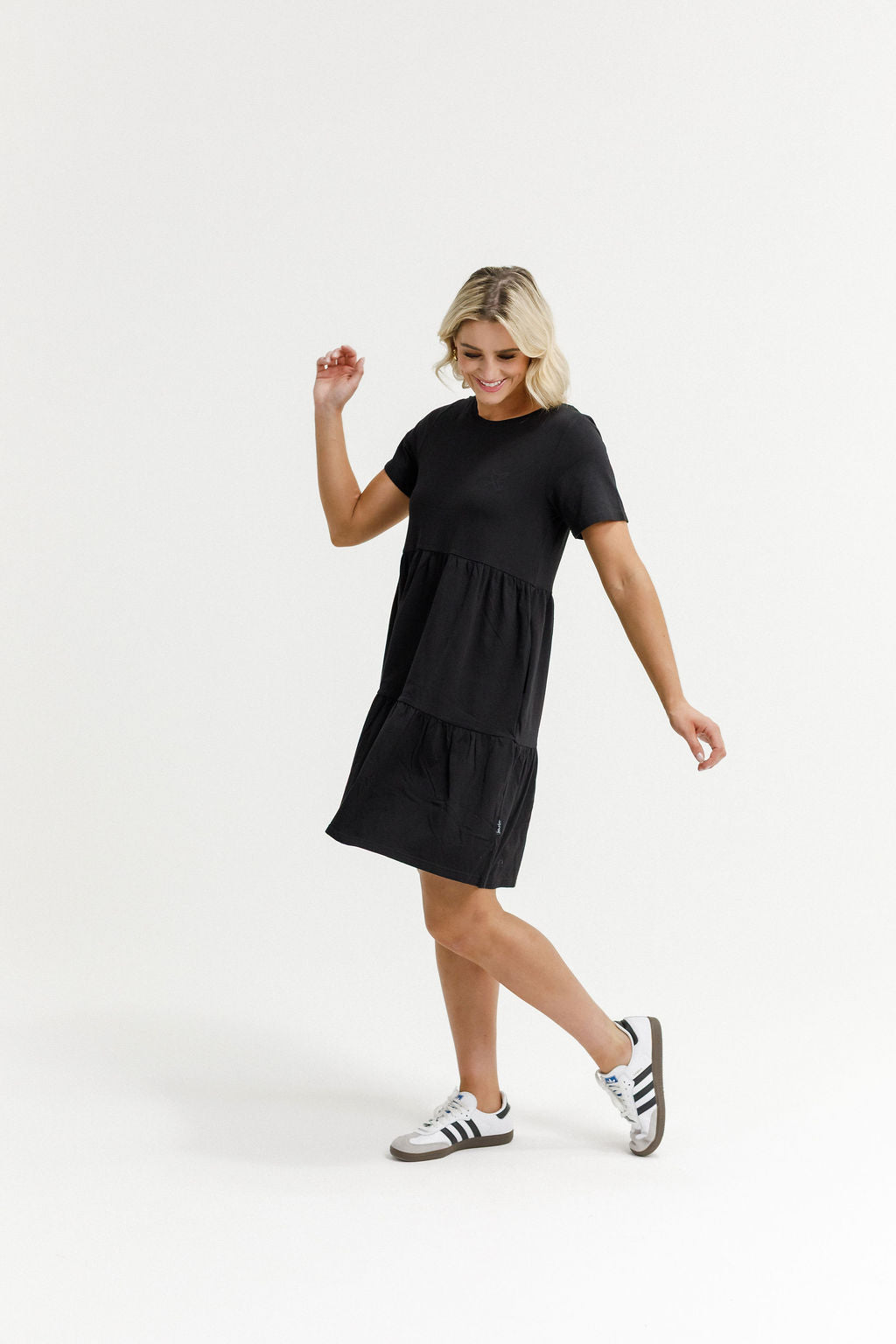 HOME - LEE_KYLIE DRESS BLACK WITH X OUTLINE EMBROIDERY _ KYLIE DRESS BLACK WITH X OUTLINE EMBROIDERY _ Ebony Boutique NZ