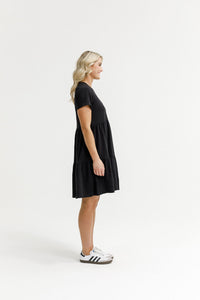 HOME - LEE_KYLIE DRESS BLACK WITH X OUTLINE EMBROIDERY _ KYLIE DRESS BLACK WITH X OUTLINE EMBROIDERY _ Ebony Boutique NZ