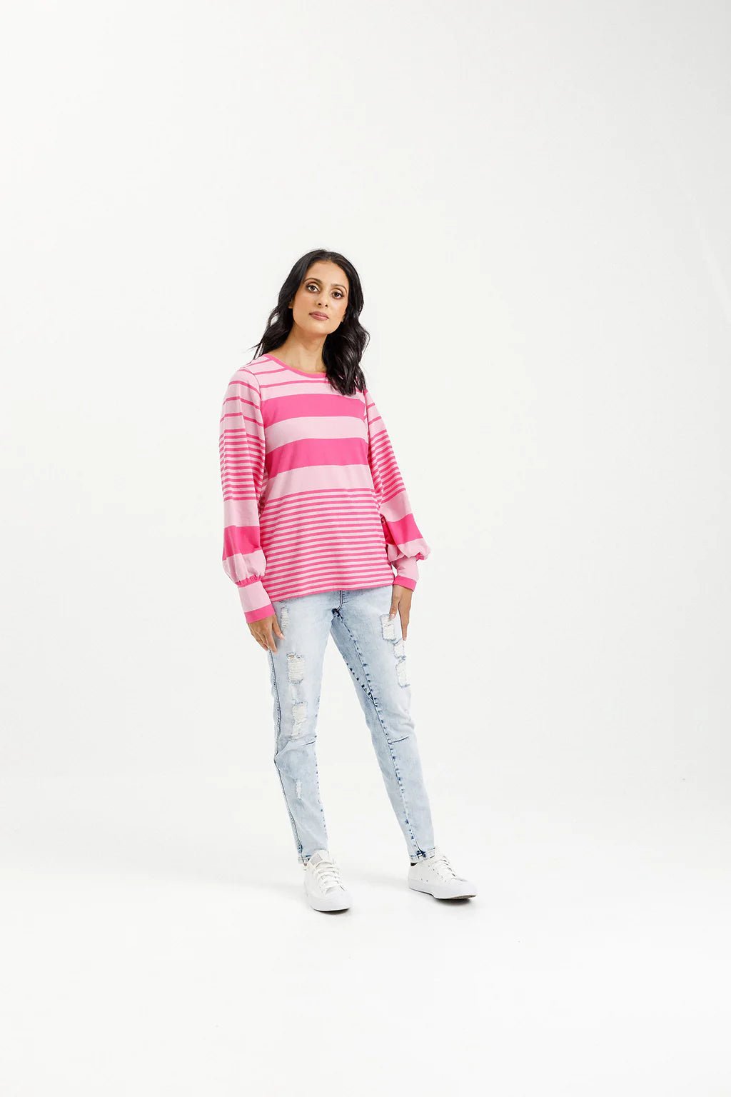 HOME LEE_LAYLAH CREW IRREGULAR PINK STRIPE _ LAYLAH CREW IRREGULAR PINK STRIPE _ Ebony Boutique NZ