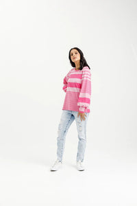 HOME LEE_LAYLAH CREW IRREGULAR PINK STRIPE _ LAYLAH CREW IRREGULAR PINK STRIPE _ Ebony Boutique NZ