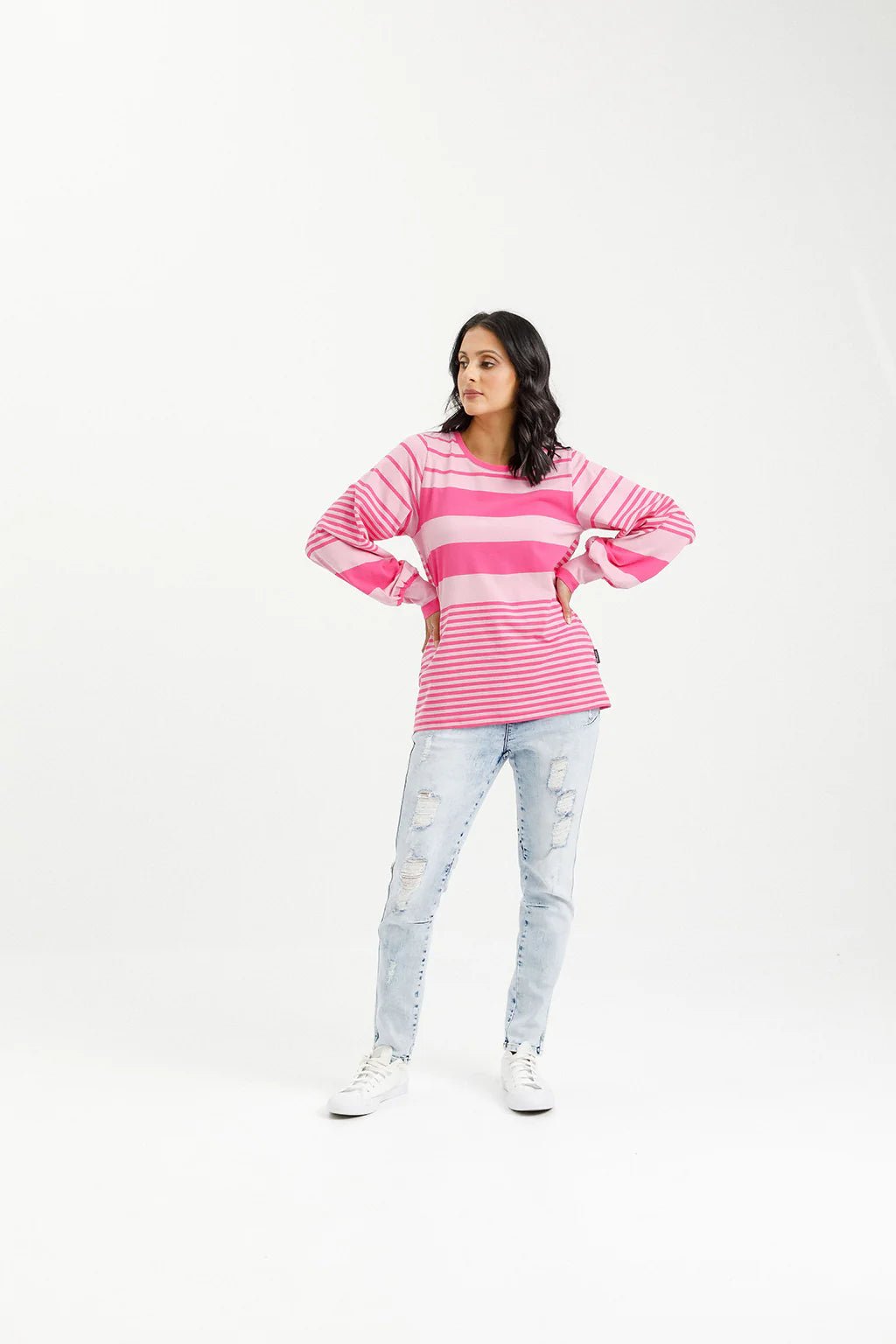 HOME LEE_LAYLAH CREW IRREGULAR PINK STRIPE _ LAYLAH CREW IRREGULAR PINK STRIPE _ Ebony Boutique NZ