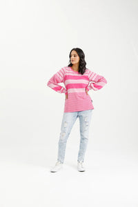 HOME LEE_LAYLAH CREW IRREGULAR PINK STRIPE _ LAYLAH CREW IRREGULAR PINK STRIPE _ Ebony Boutique NZ