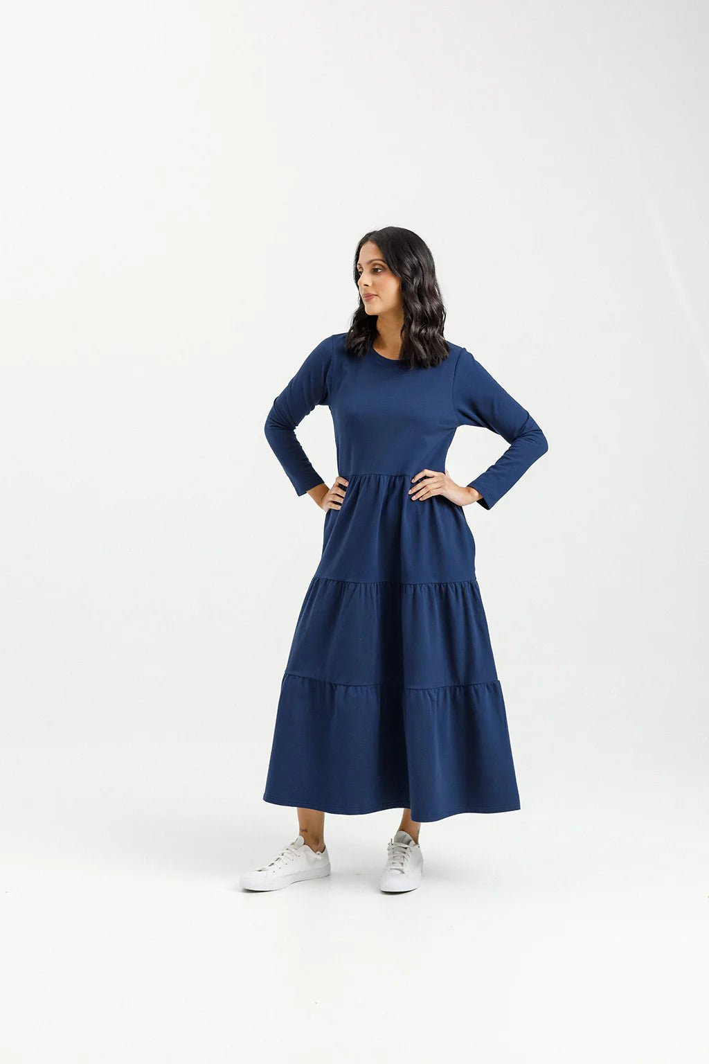HOME-LEE_LONG SLEEVE KENDALL DRESS INDIGO BLUE _ LONG SLEEVE KENDALL DRESS INDIGO BLUE _ Ebony Boutique NZ