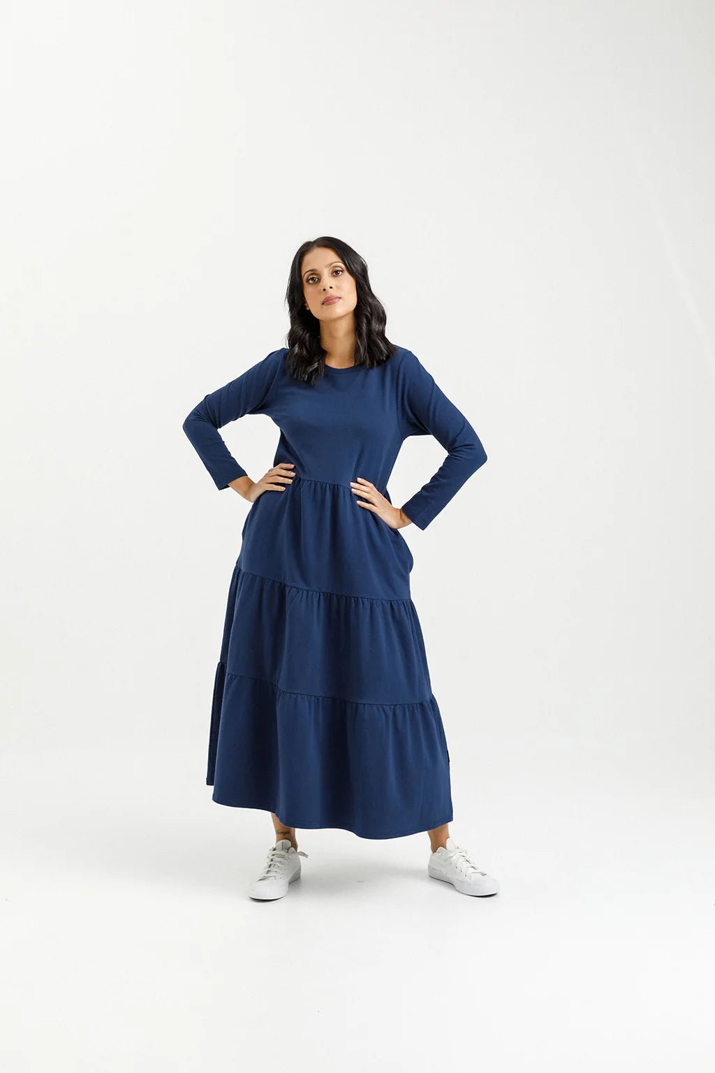 HOME-LEE_LONG SLEEVE KENDALL DRESS INDIGO BLUE _ LONG SLEEVE KENDALL DRESS INDIGO BLUE _ Ebony Boutique NZ