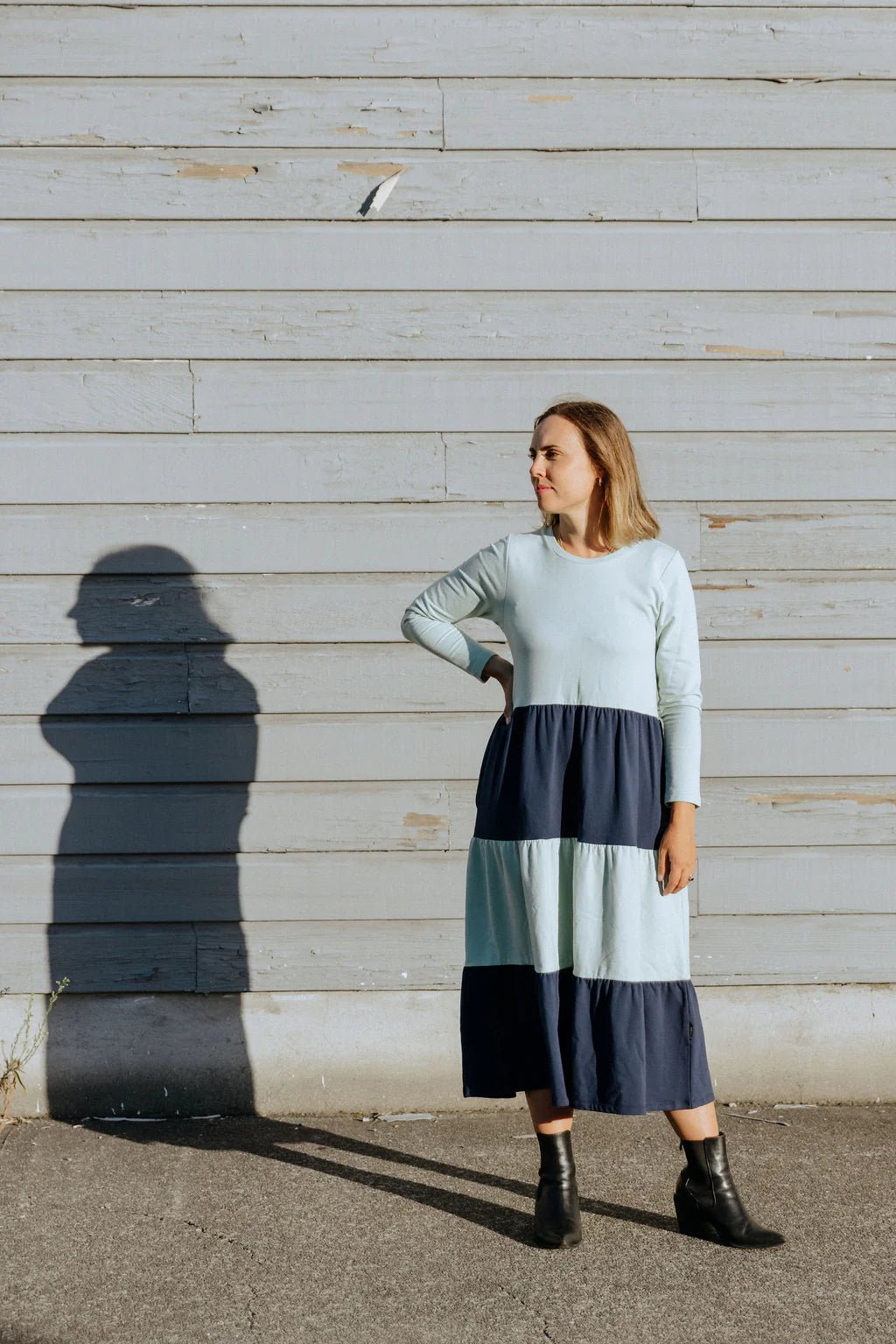 HOME-LEE_LONG SLEEVE KENDALL DRESS SEAFOAM AND INDIGO BLUE _ LONG SLEEVE KENDALL DRESS SEAFOAM AND INDIGO BLUE _ Ebony Boutique NZ