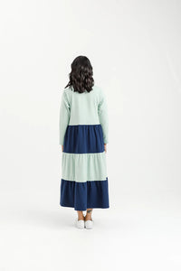 HOME-LEE_LONG SLEEVE KENDALL DRESS SEAFOAM AND INDIGO BLUE _ LONG SLEEVE KENDALL DRESS SEAFOAM AND INDIGO BLUE _ Ebony Boutique NZ