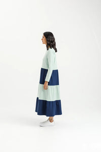 HOME-LEE_LONG SLEEVE KENDALL DRESS SEAFOAM AND INDIGO BLUE _ LONG SLEEVE KENDALL DRESS SEAFOAM AND INDIGO BLUE _ Ebony Boutique NZ