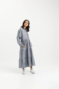 HOME LEE_LONG SLEEVE KHLOE DRESS GREY _ LONG SLEEVE KHLOE DRESS GREY _ Ebony Boutique NZ