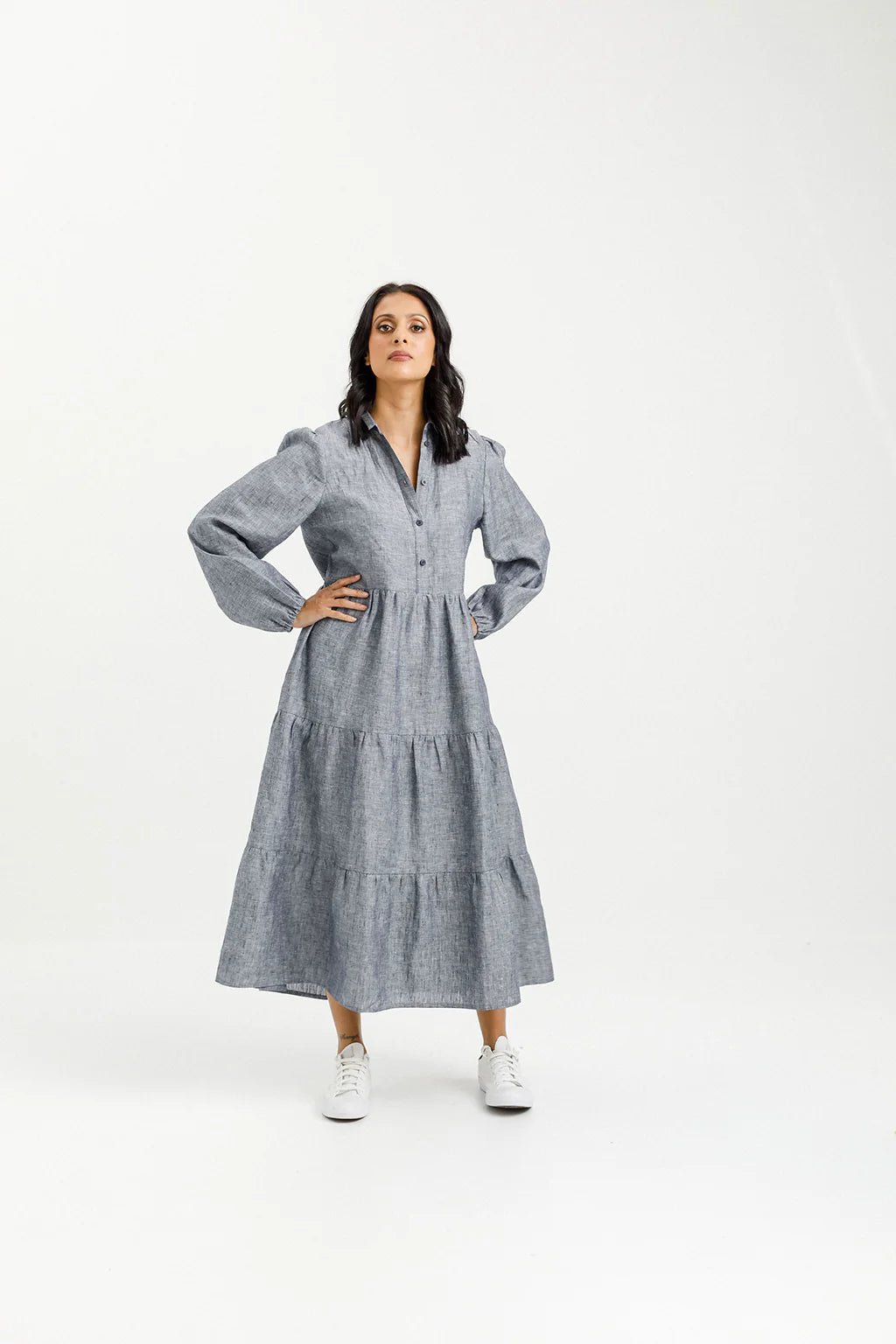HOME LEE_LONG SLEEVE KHLOE DRESS GREY _ LONG SLEEVE KHLOE DRESS GREY _ Ebony Boutique NZ