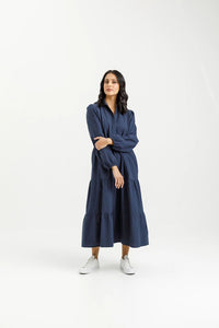 HOME-LEE_LONG SLEEVE KHLOE DRESS INDIGO BLUE _ LONG SLEEVE KHLOE DRESS INDIGO BLUE _ Ebony Boutique NZ