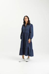 HOME-LEE_LONG SLEEVE KHLOE DRESS INDIGO BLUE _ LONG SLEEVE KHLOE DRESS INDIGO BLUE _ Ebony Boutique NZ